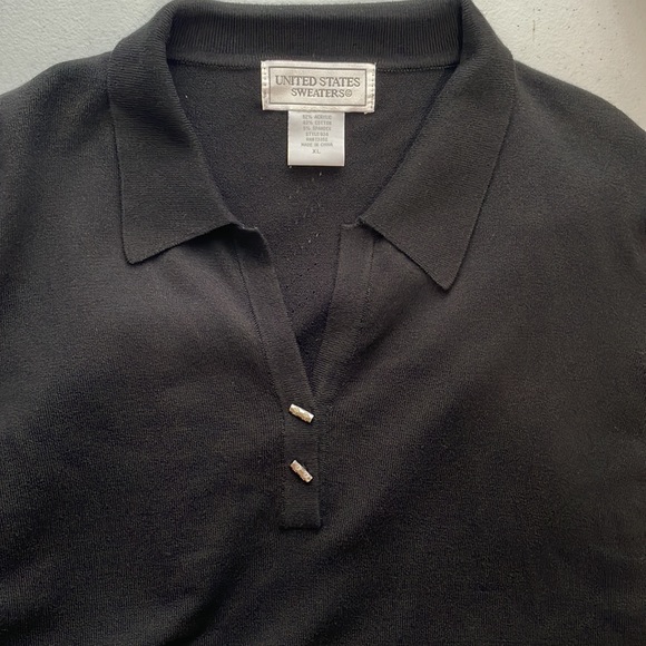 United States Sweaters Black V Neck Sweater - Picture 4 of 6